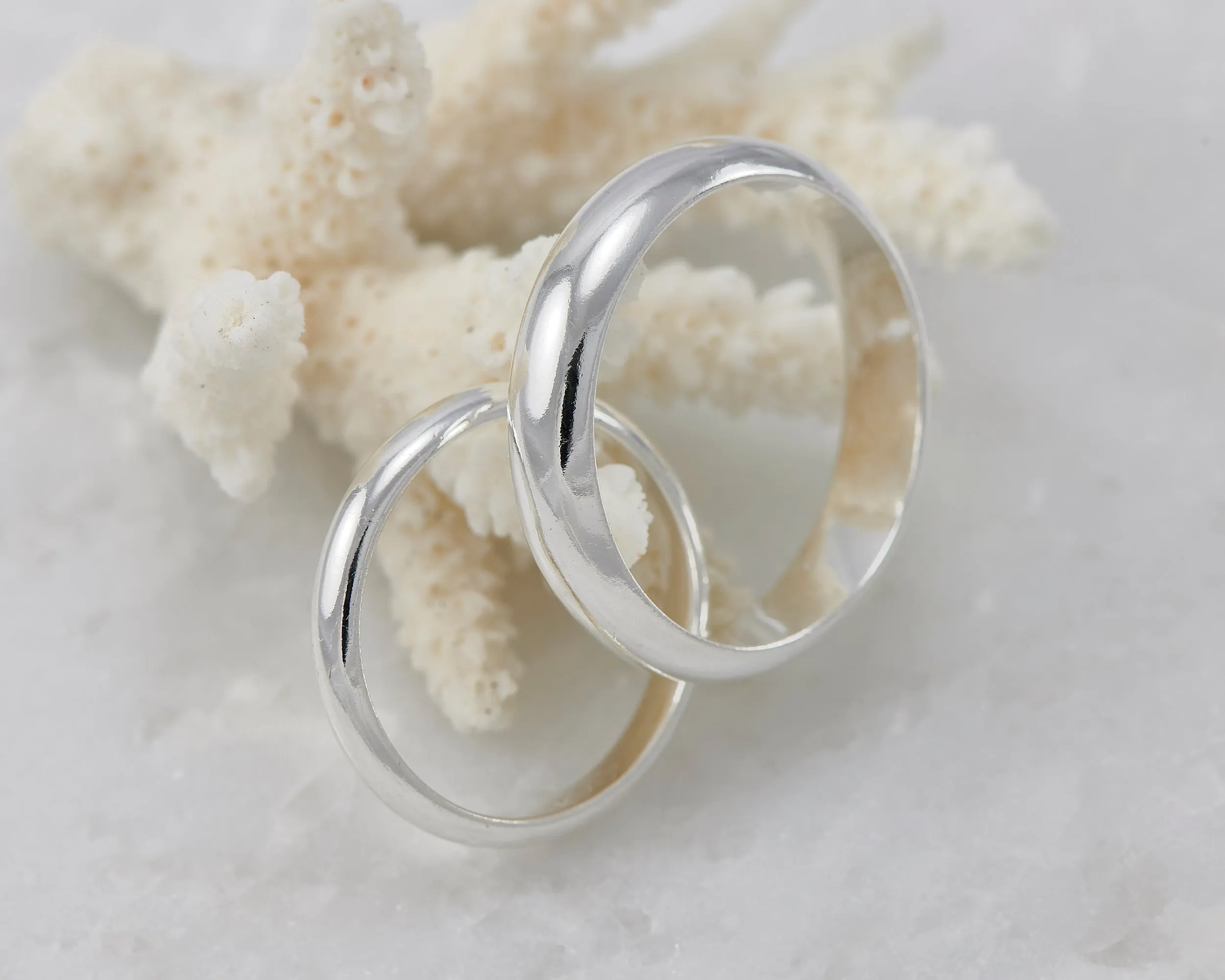 Silver Wedding Band Set
