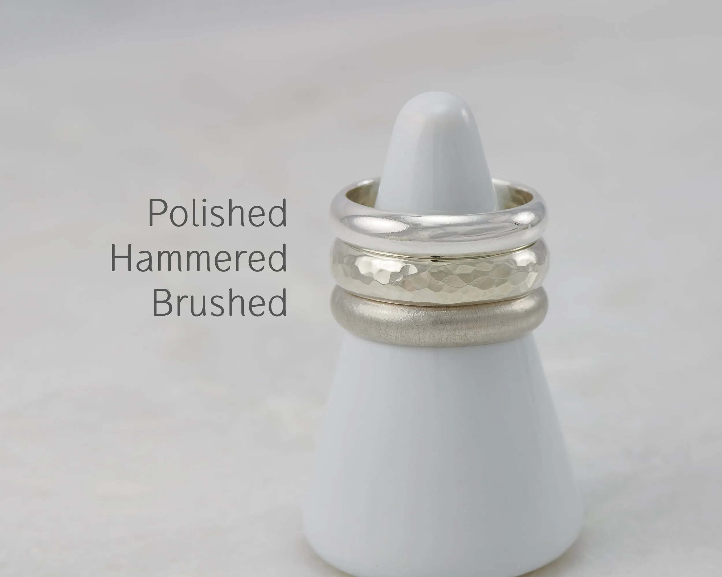 Silver Wedding Band Set