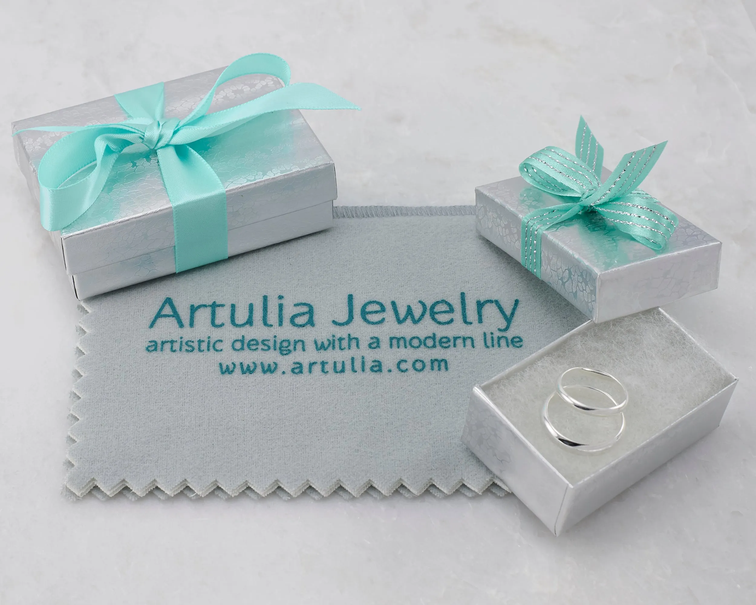 Silver Wedding Band Set