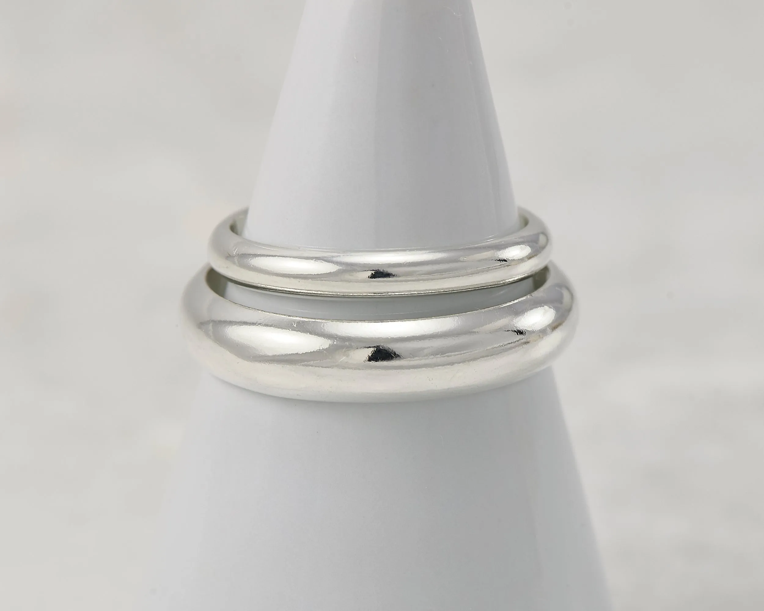 Silver Wedding Band Set