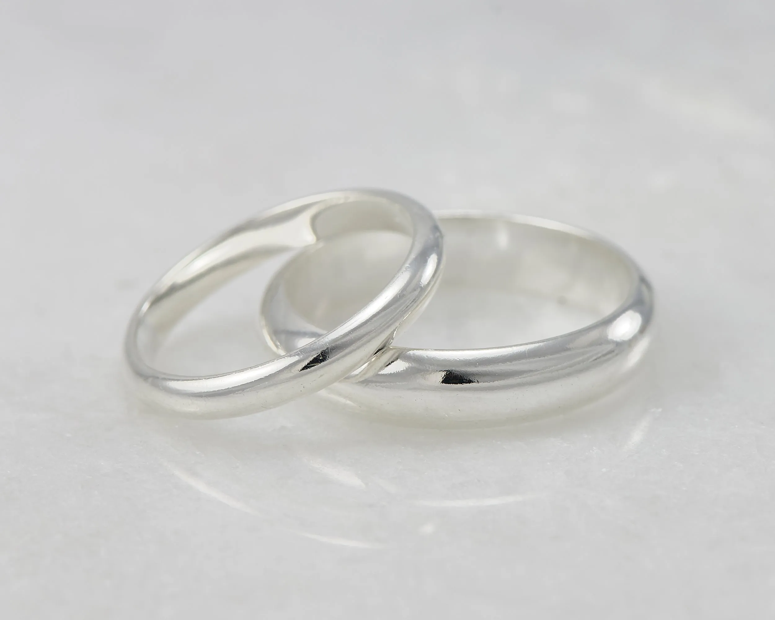 Silver Wedding Band Set