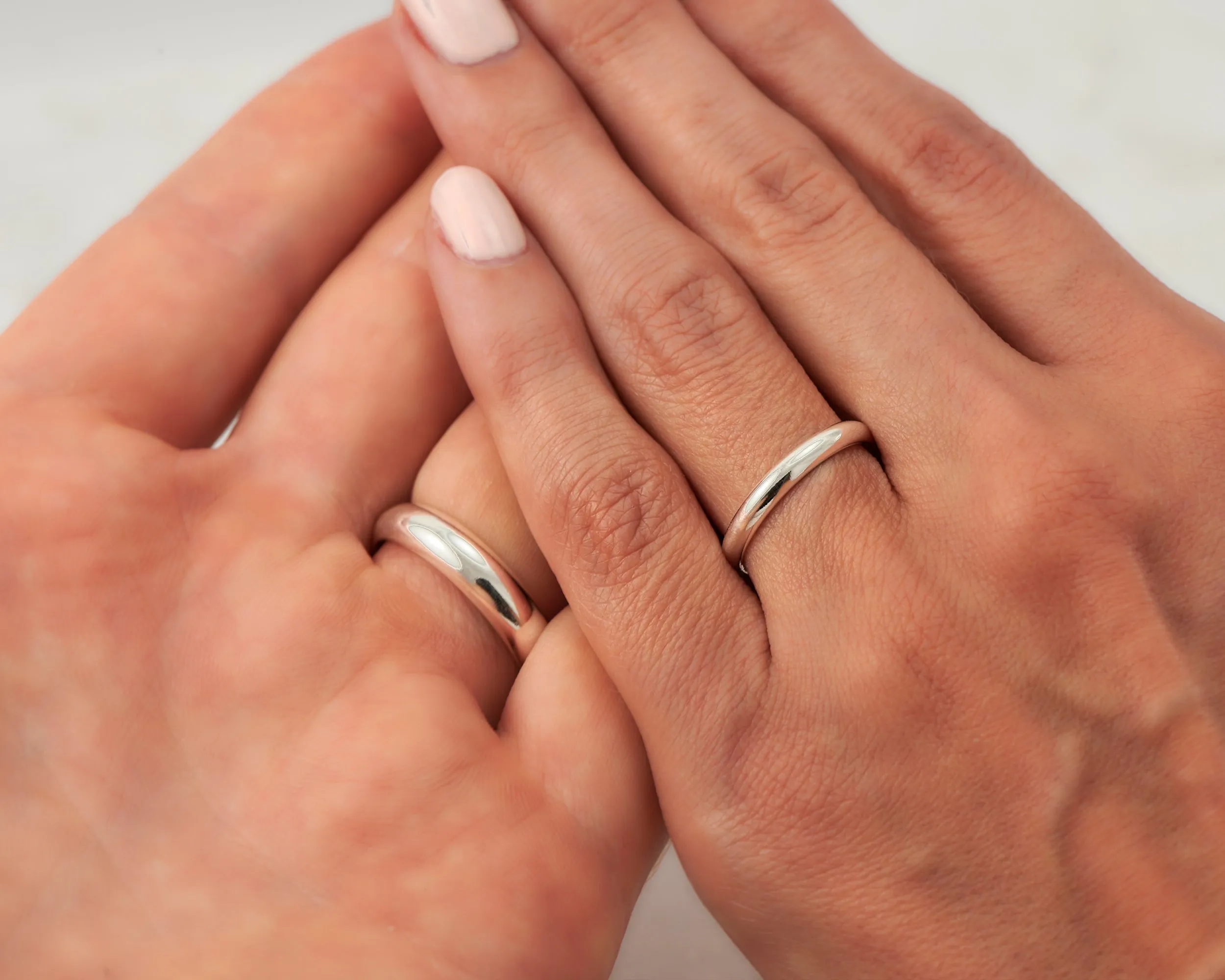 Silver Wedding Band Set