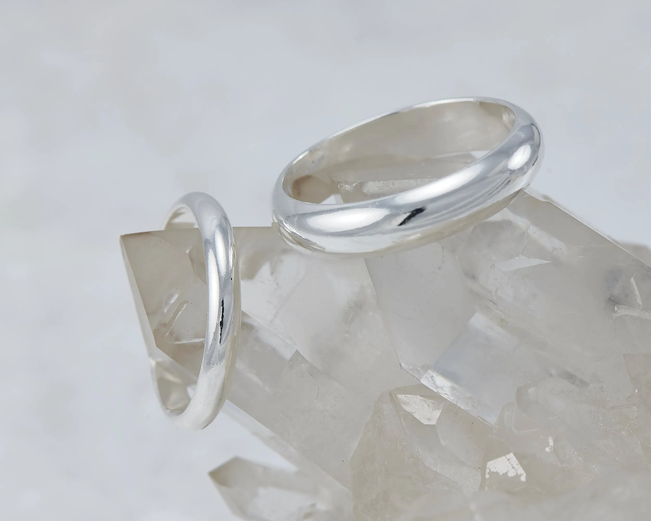 Silver Wedding Band Set