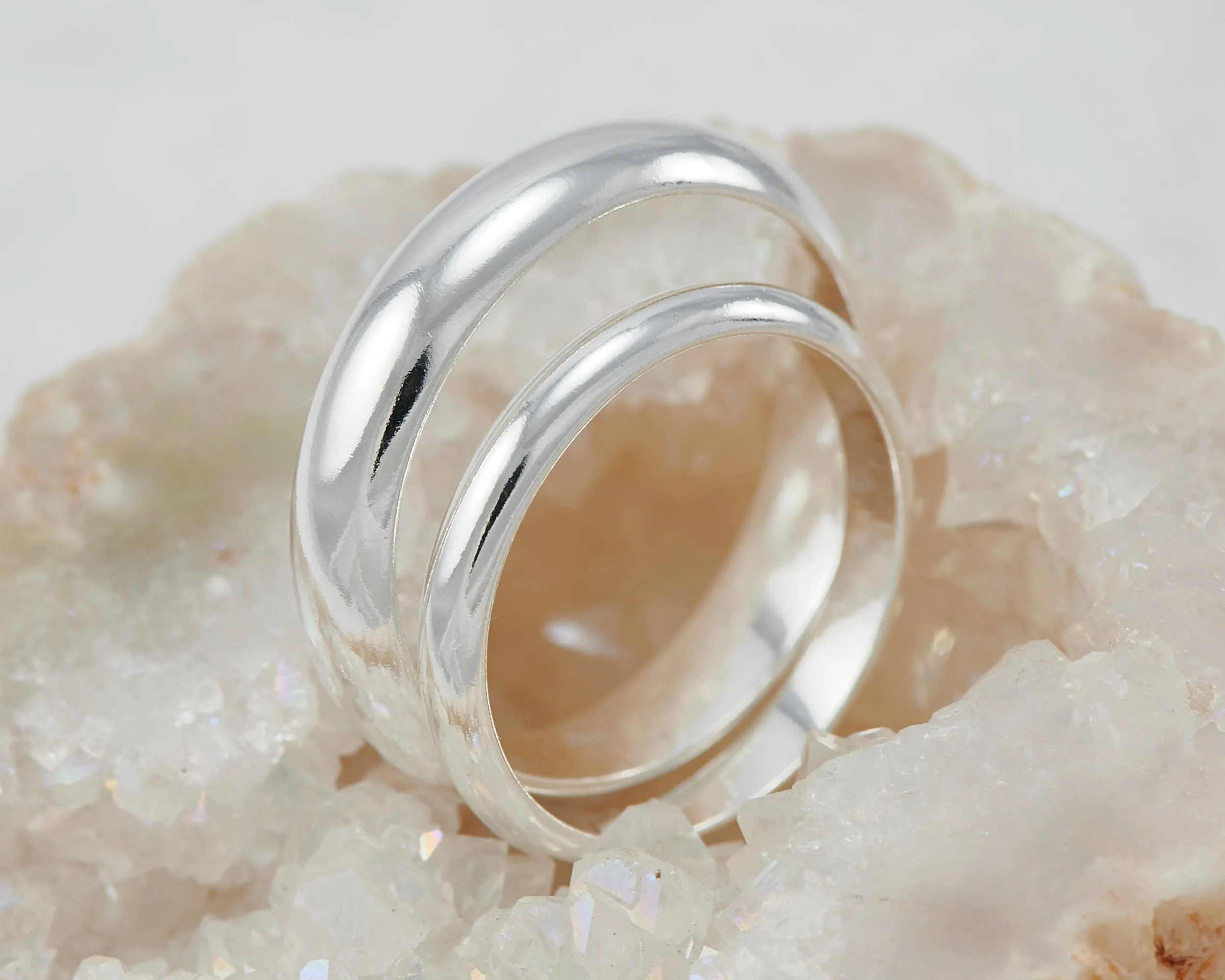 Silver Wedding Band Set