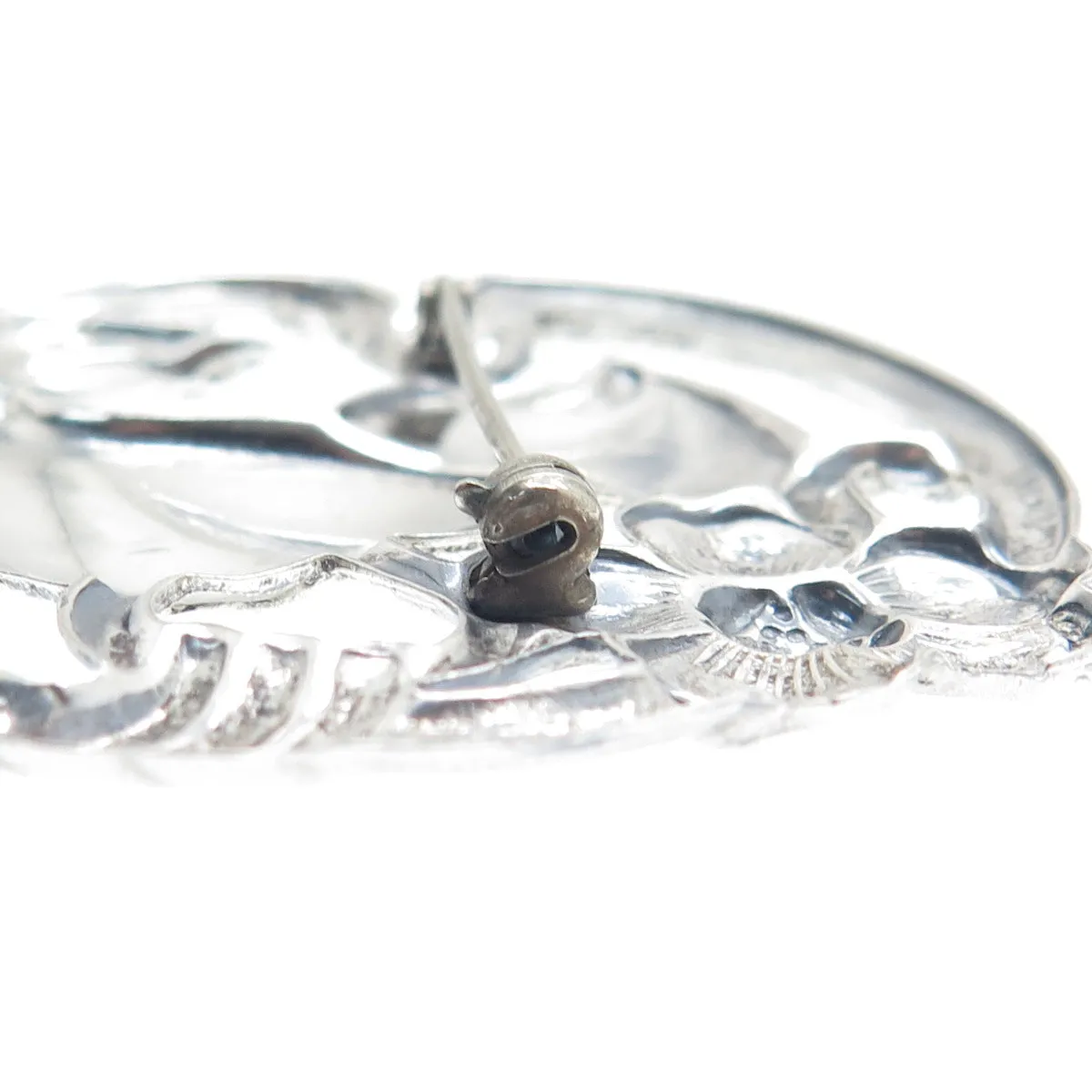 SILVERMAN BROTHERS 925 Sterling Silver Antique Art Deco Flower Pin Brooch