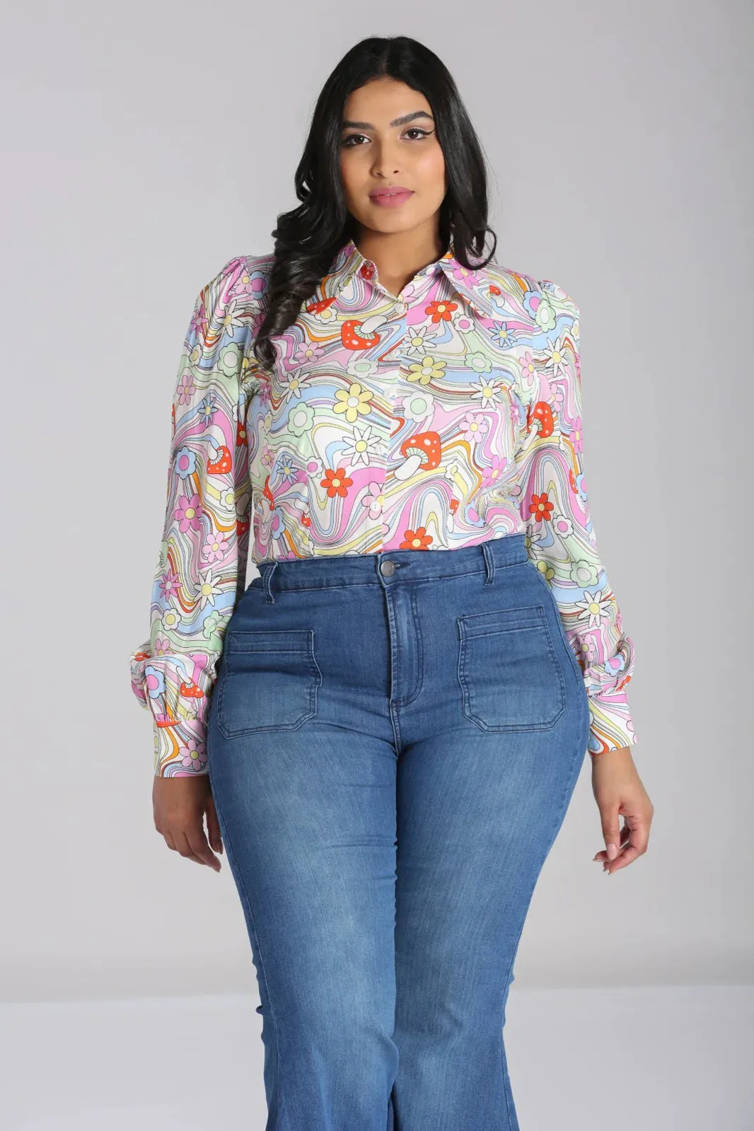 SIZE 16* Happy Daze Mushroom Blouse