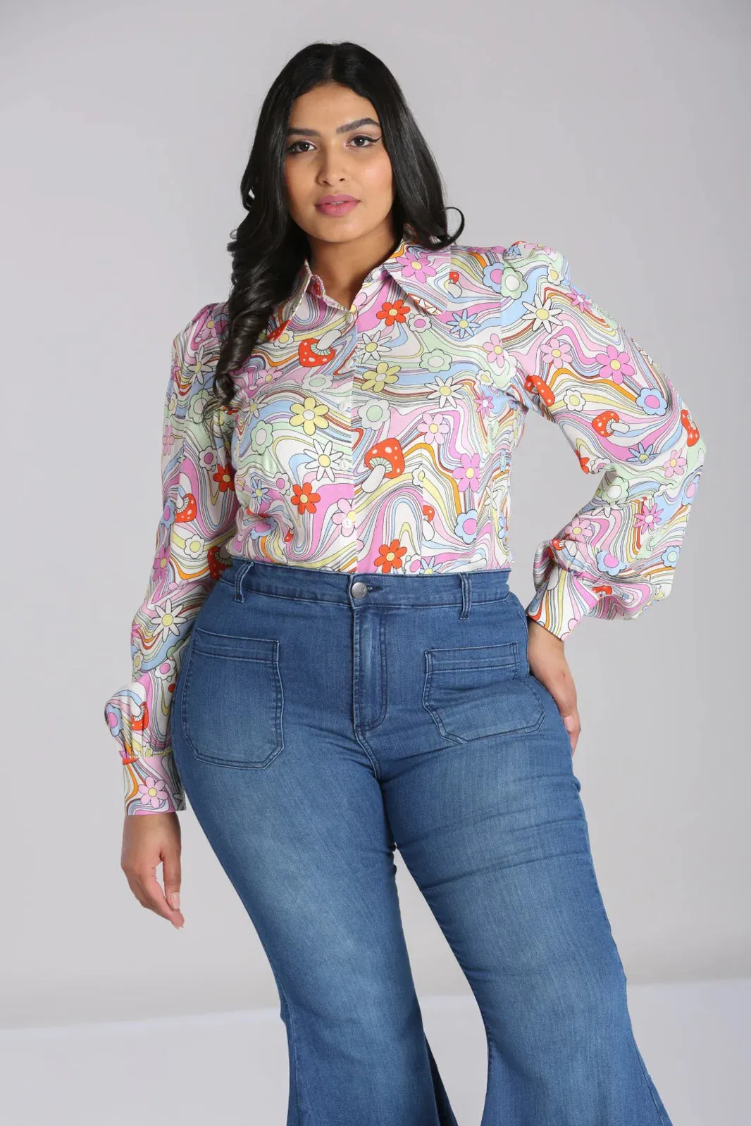 SIZE 16* Happy Daze Mushroom Blouse
