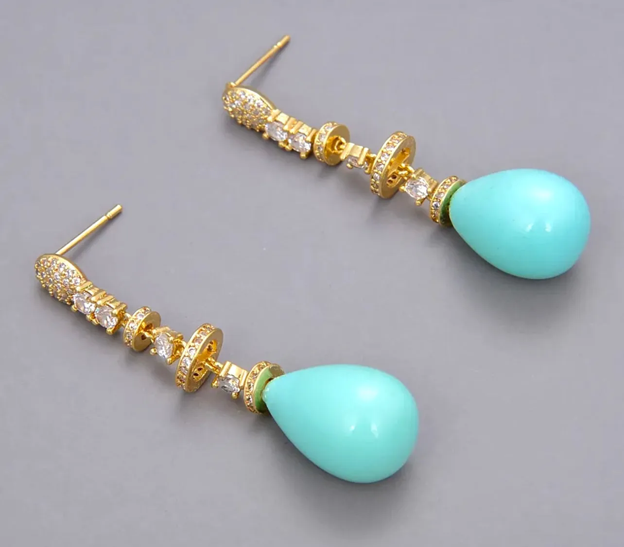 Sleeping Beauty Turquoise Dangle Earrings 1.8”