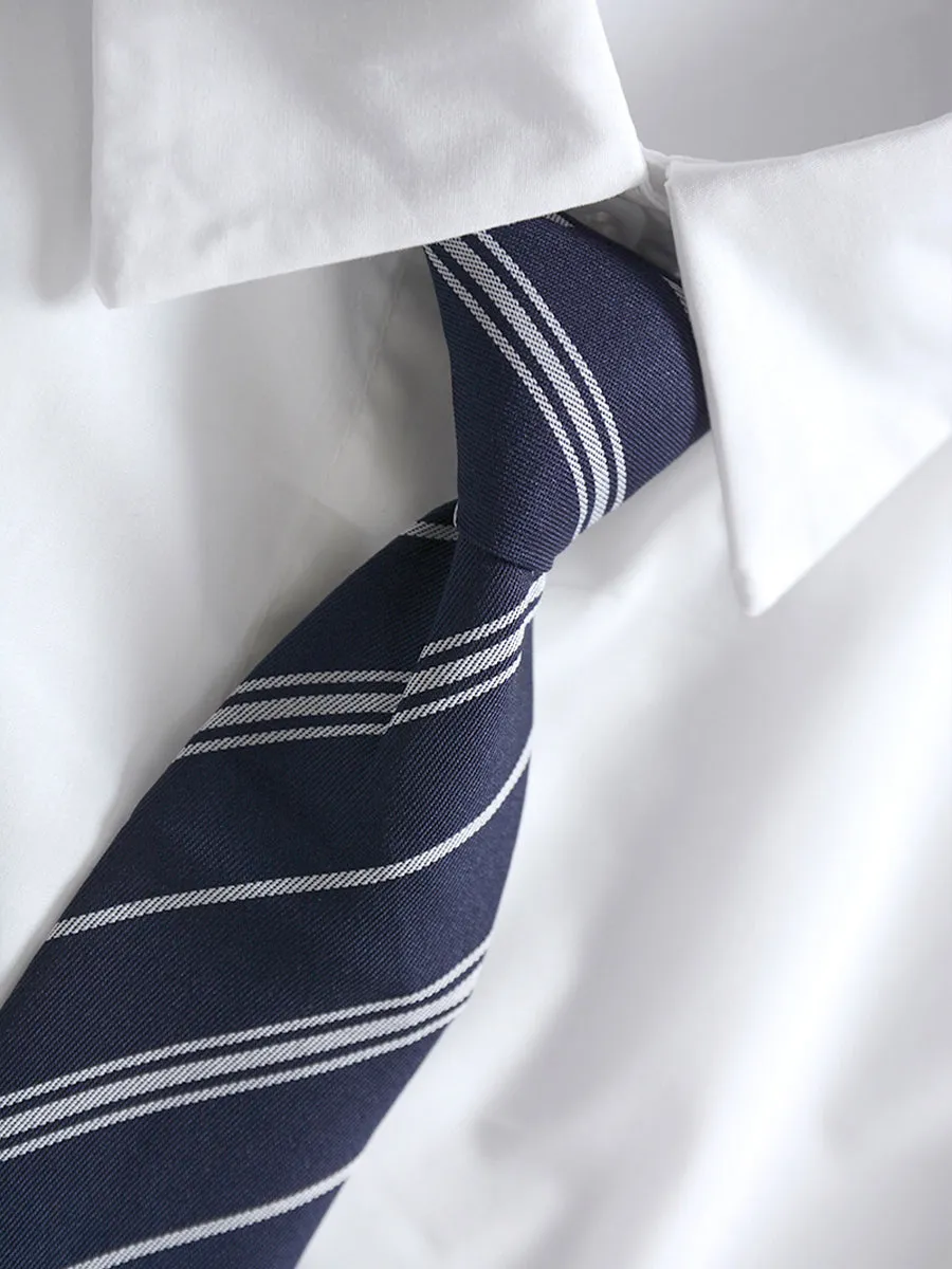 Sleeveless Dress & White Blouse Set with Tie