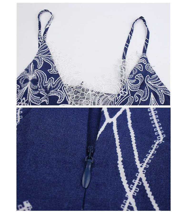 Sling V-neck Lace Long Dress Seaside Beach Skirt