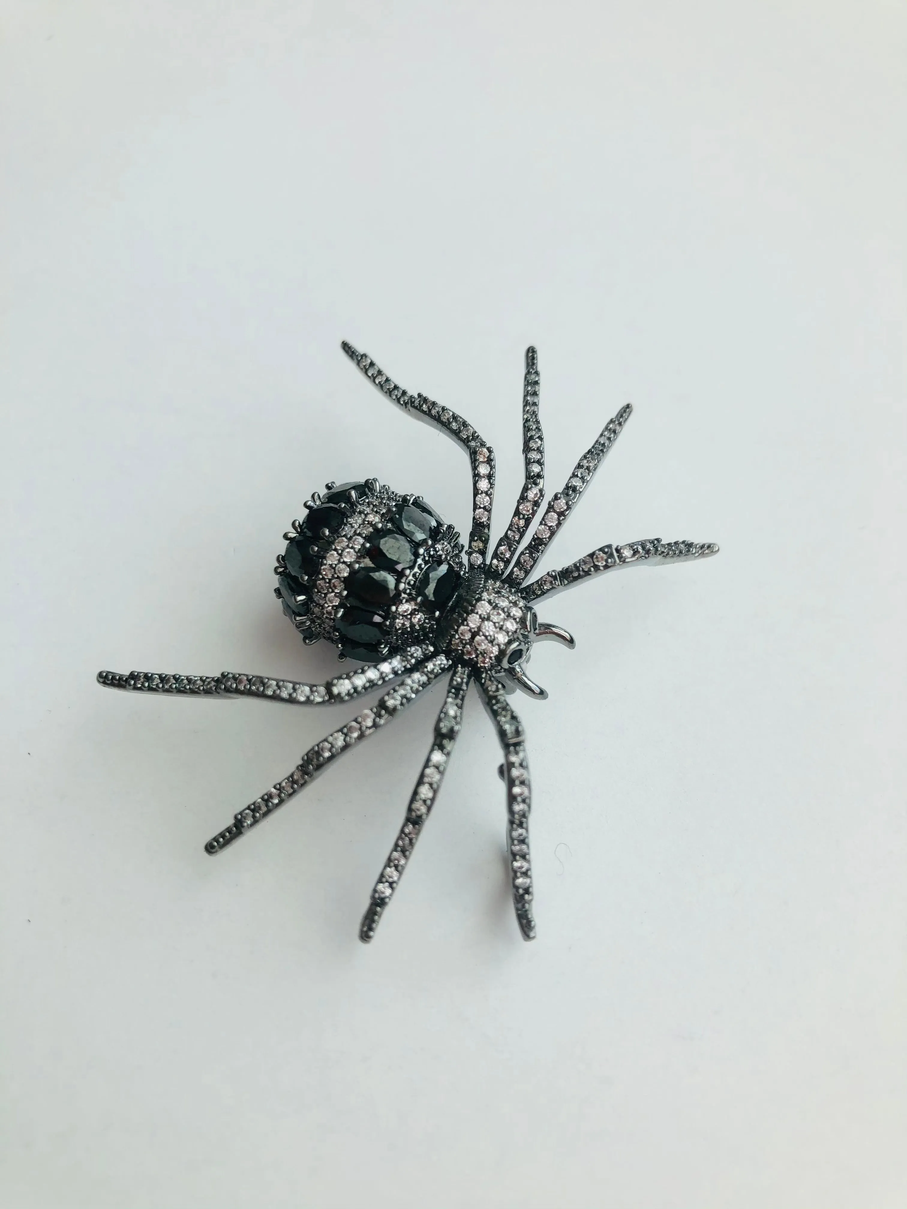 Small Crystal Spider Brooch