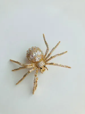 Small Crystal Spider Brooch