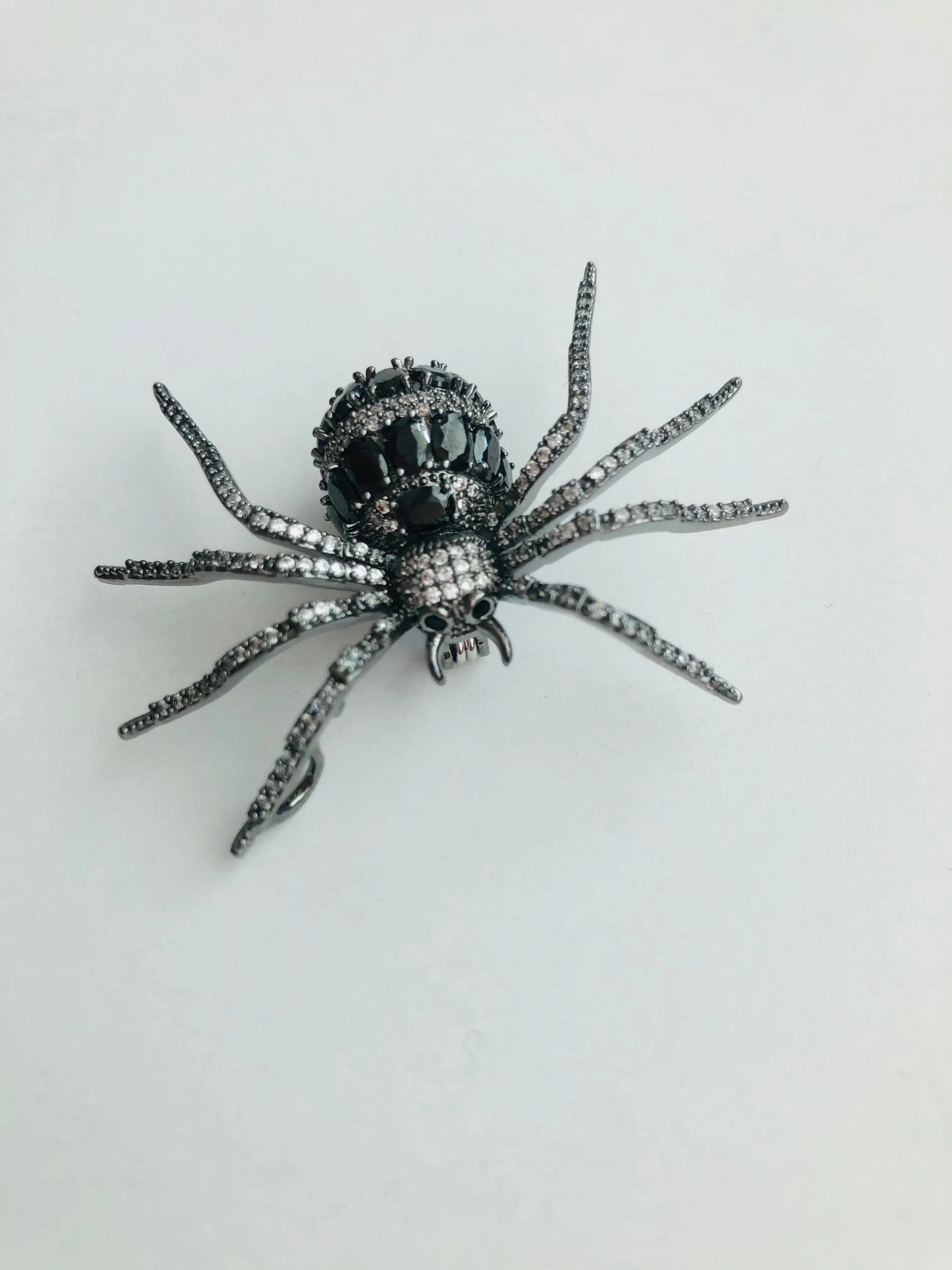Small Crystal Spider Brooch