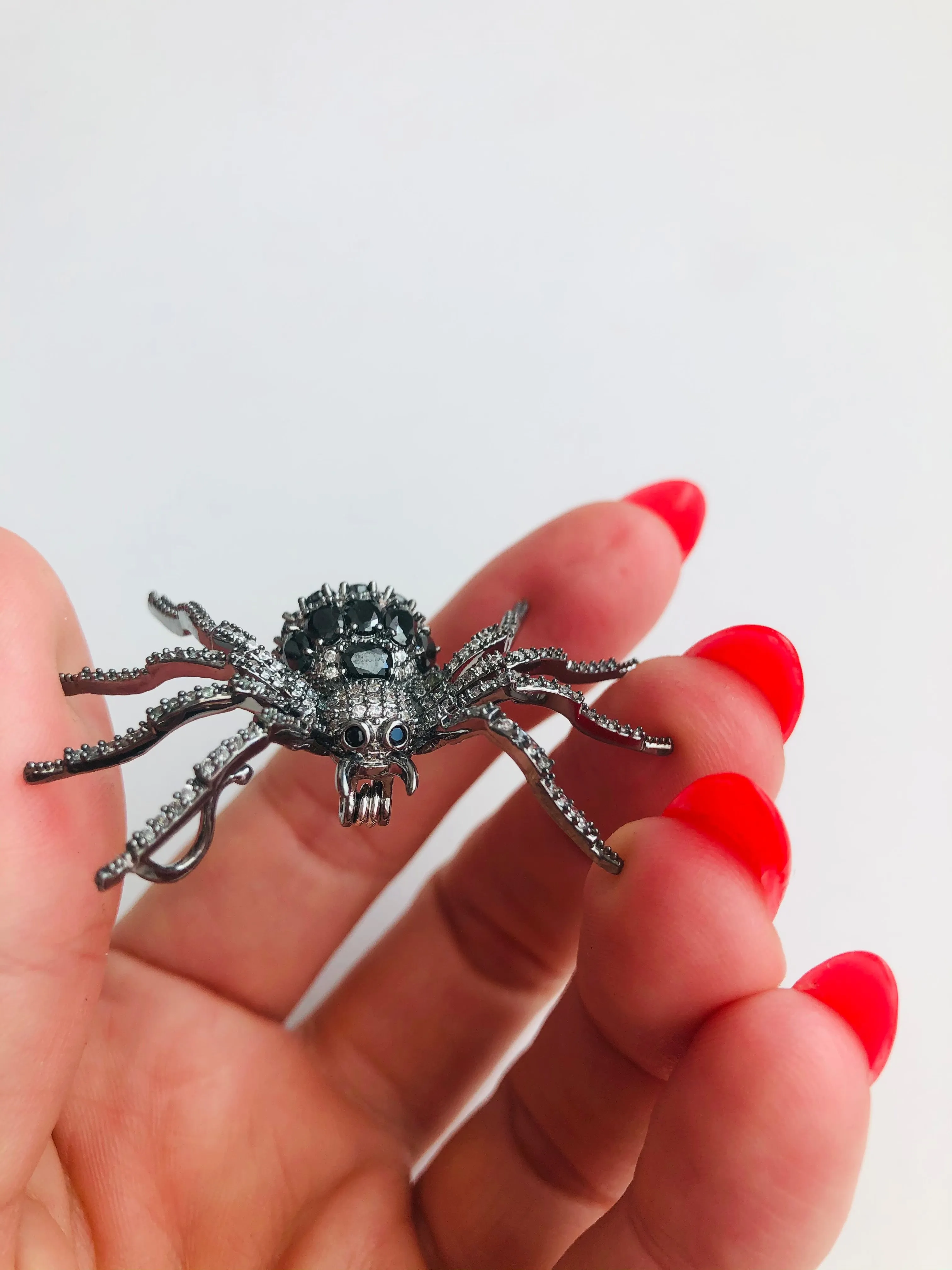 Small Crystal Spider Brooch