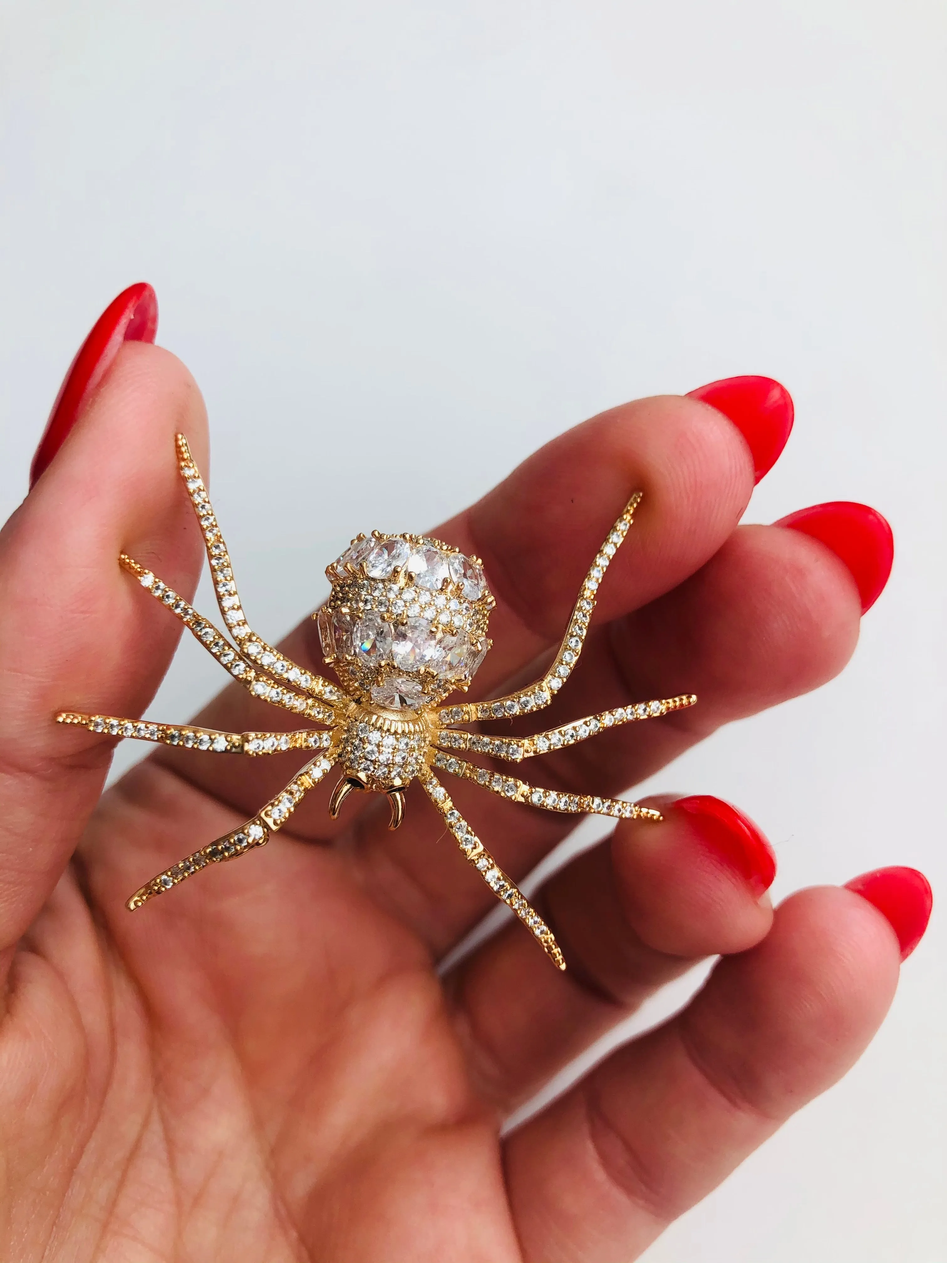 Small Crystal Spider Brooch