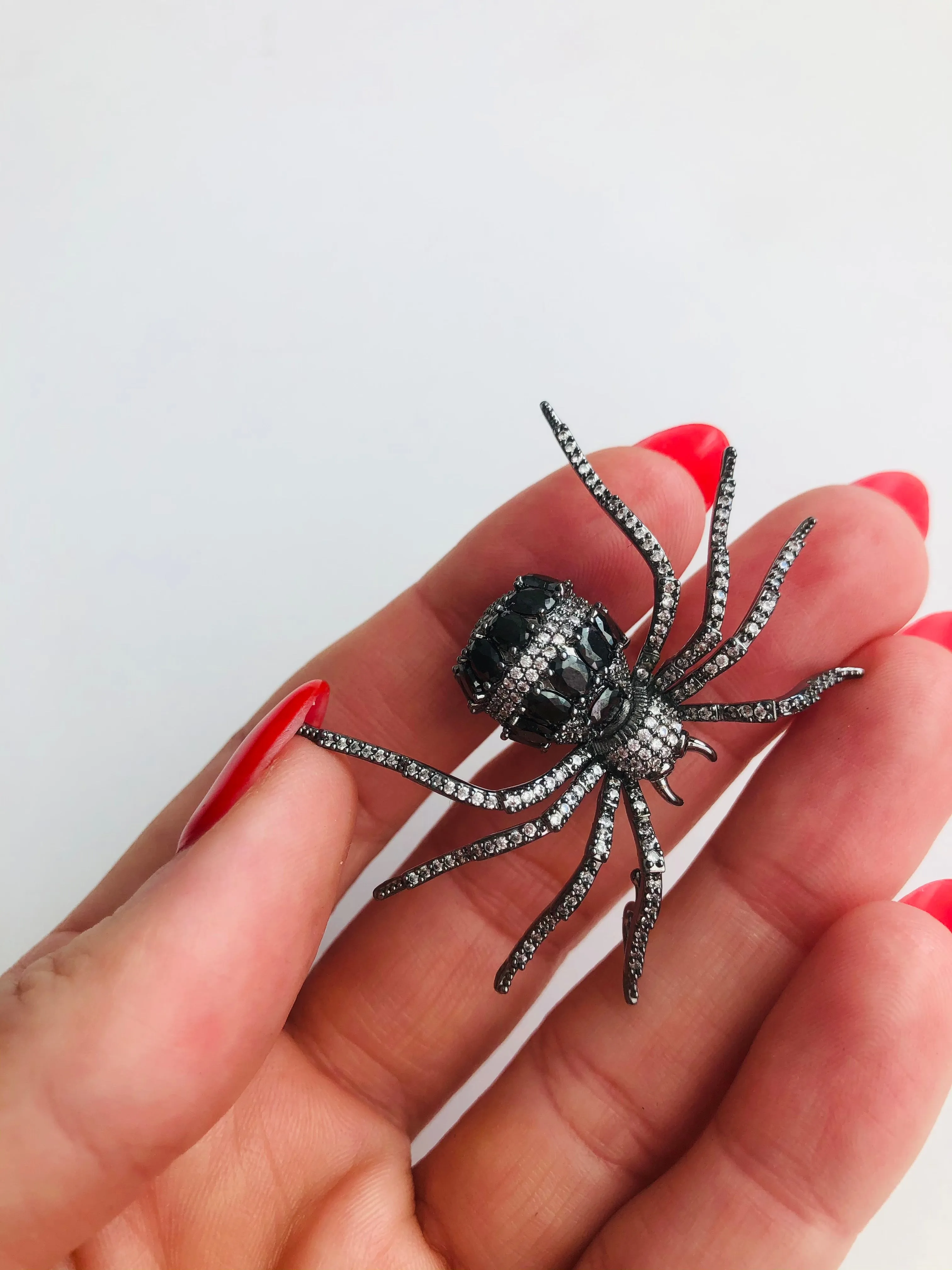 Small Crystal Spider Brooch