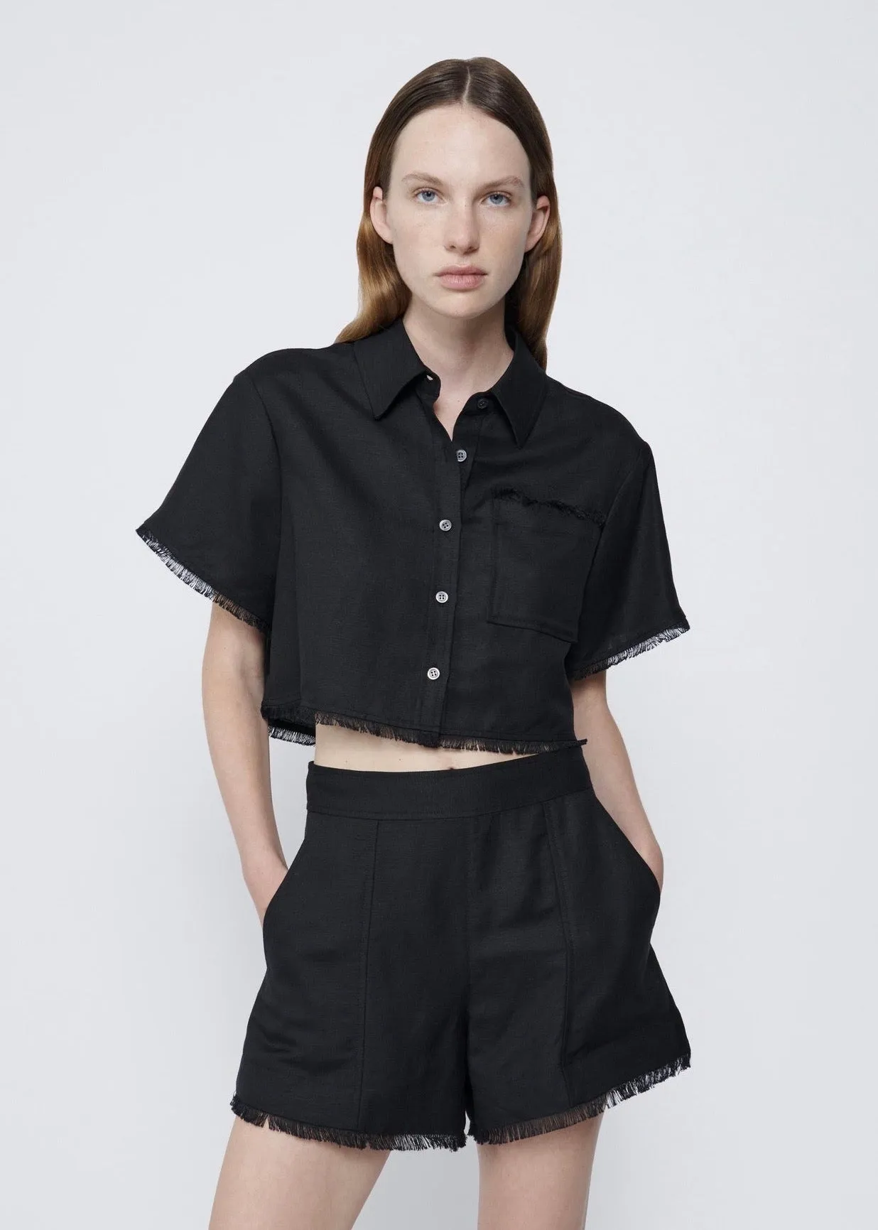 Solange Cropped Shirt (Black)
