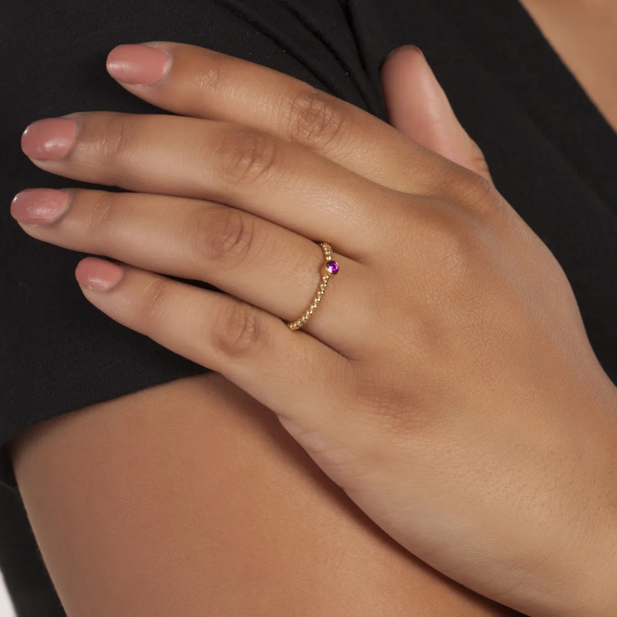 Sole du Soleil Women's 18K Yellow Gold Plated Pink CZ Simulated Diamond Stackable Fashion Ring Size 8