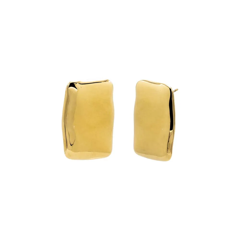 Solid Large Rectangle Button Stud Earring