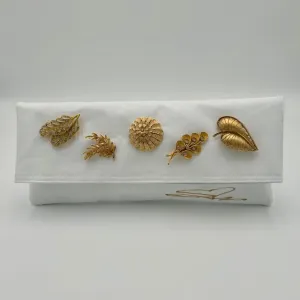Solid White with Gold Brooch Cluster