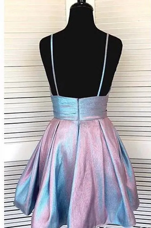 Spaghetti Strap Formal Dress Short V-neck Homecoming Dresses ,MH472