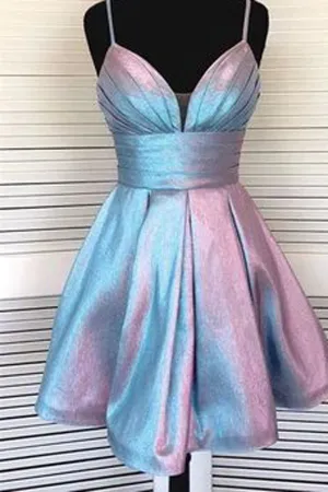 Spaghetti Strap Formal Dress Short V-neck Homecoming Dresses ,MH472
