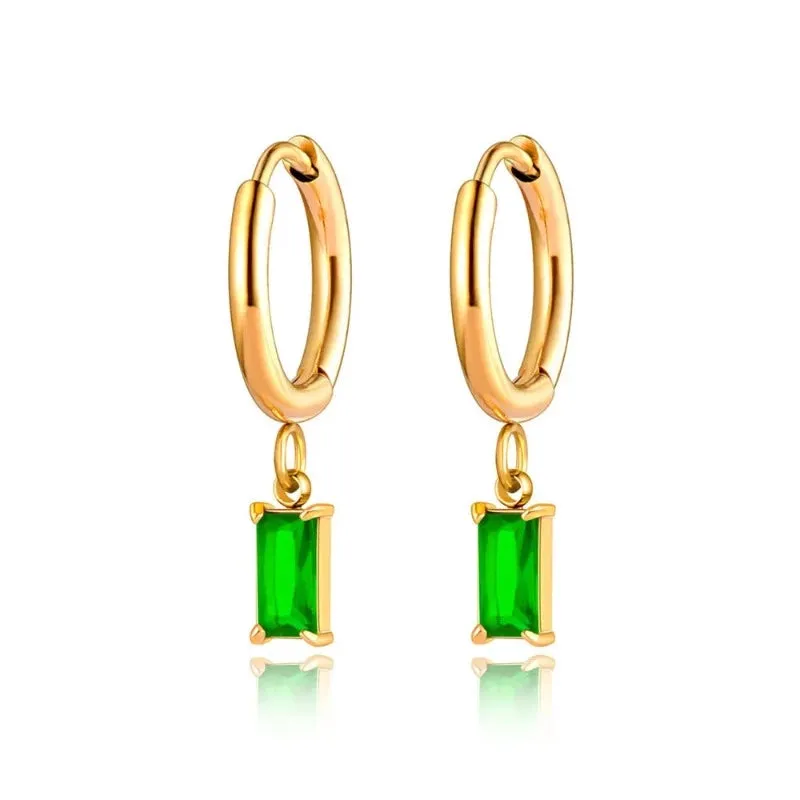 Sparkling Square Hoop Earrings Wedding Jewelry For Women