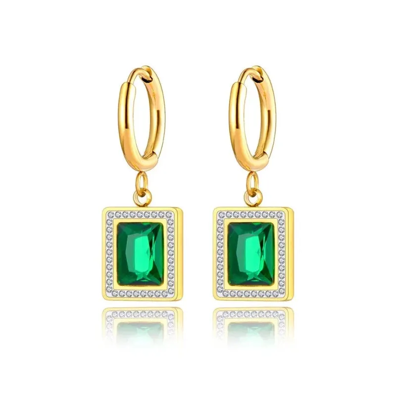 Sparkling Square Hoop Earrings Wedding Jewelry For Women