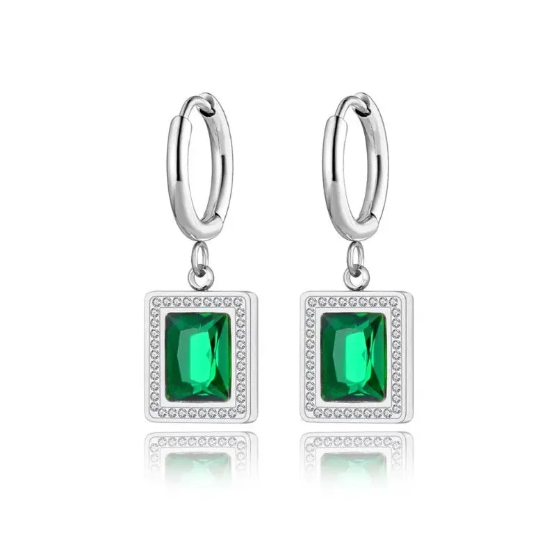 Sparkling Square Hoop Earrings Wedding Jewelry For Women