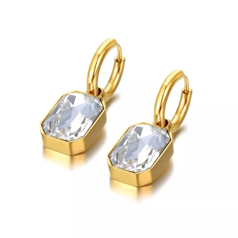 Sparkling Square Hoop Earrings Wedding Jewelry For Women