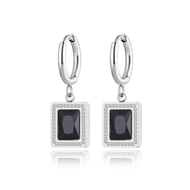 Sparkling Square Hoop Earrings Wedding Jewelry For Women