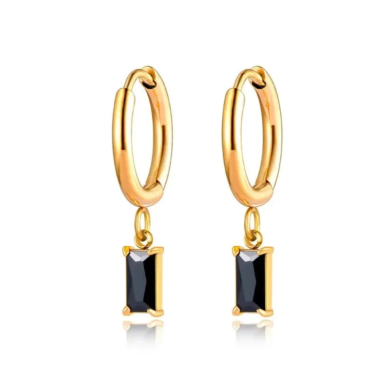 Sparkling Square Hoop Earrings Wedding Jewelry For Women