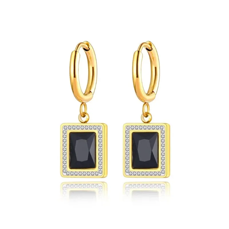 Sparkling Square Hoop Earrings Wedding Jewelry For Women