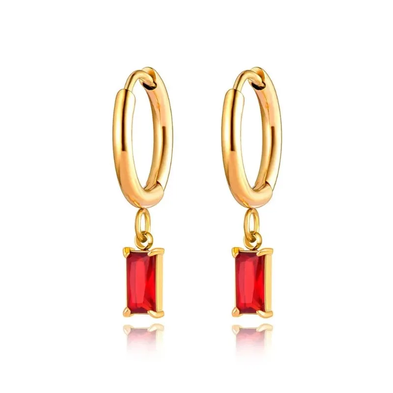 Sparkling Square Hoop Earrings Wedding Jewelry For Women