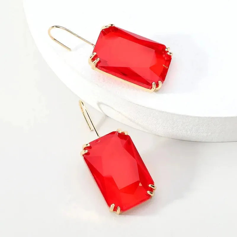 Sparkly Gemstone Dangle Earrings For Women Pendant Wedding Jewelry