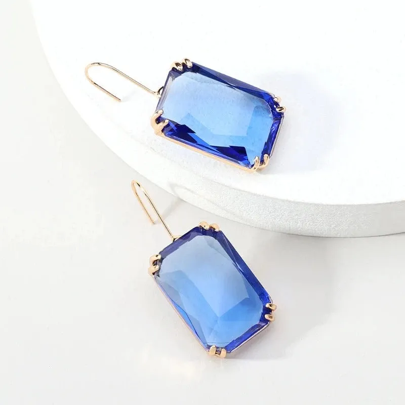 Sparkly Gemstone Dangle Earrings For Women Pendant Wedding Jewelry