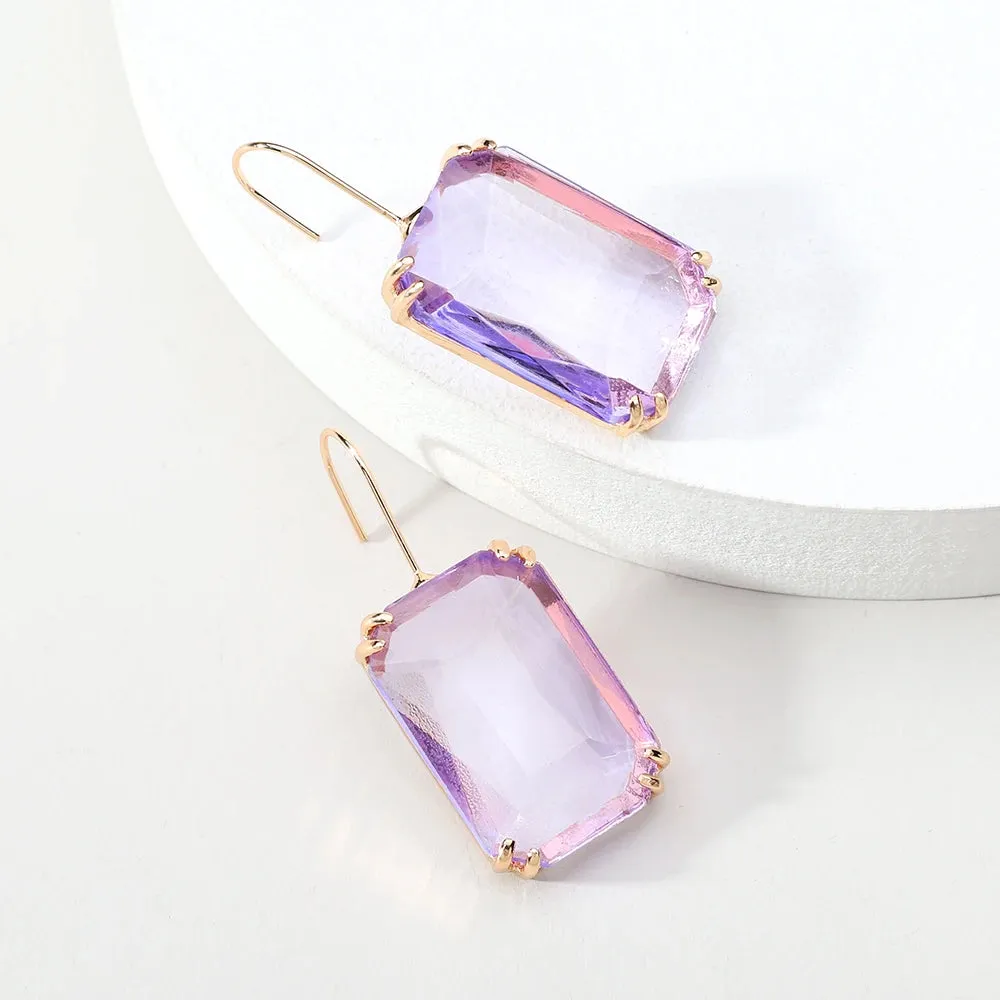 Sparkly Gemstone Dangle Earrings For Women Pendant Wedding Jewelry