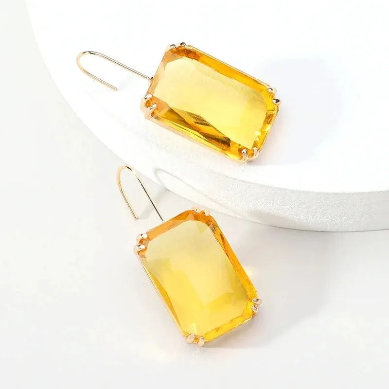 Sparkly Gemstone Dangle Earrings For Women Pendant Wedding Jewelry