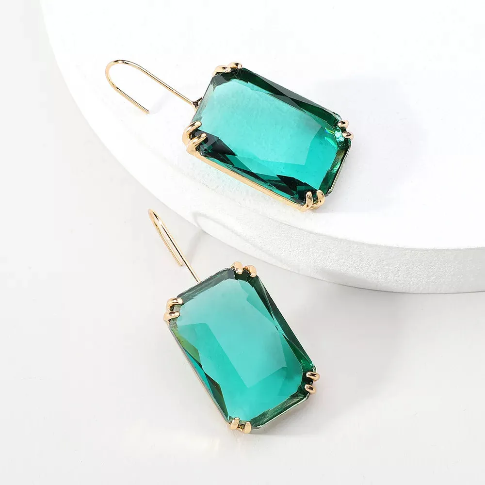 Sparkly Gemstone Dangle Earrings For Women Pendant Wedding Jewelry