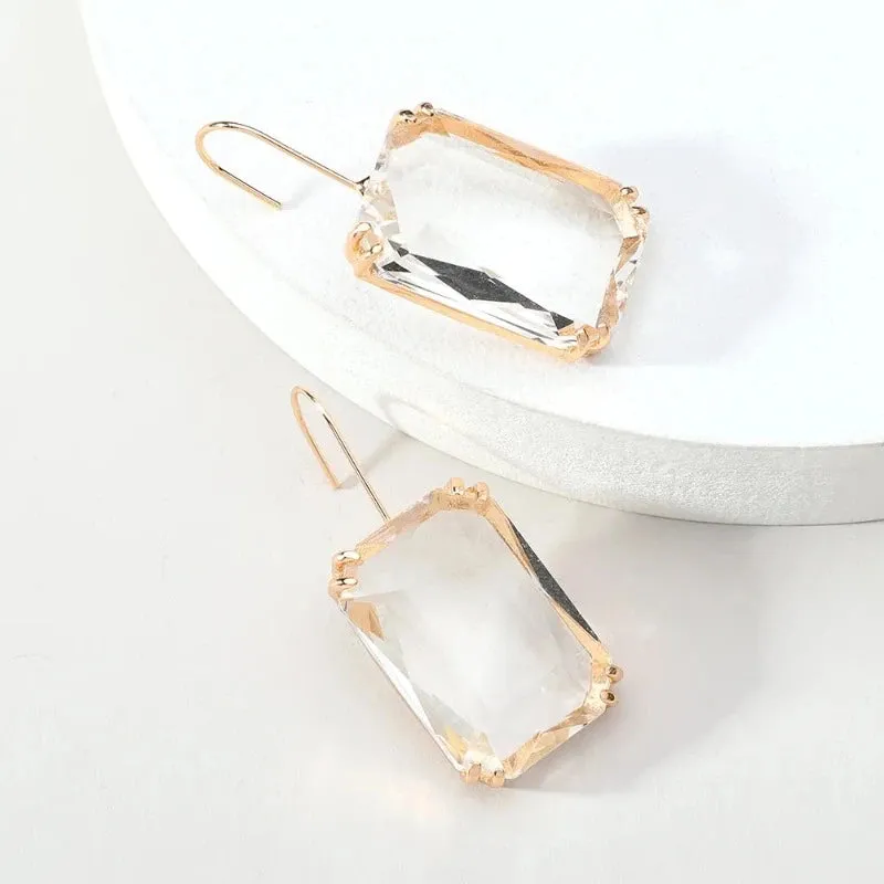 Sparkly Gemstone Dangle Earrings For Women Pendant Wedding Jewelry