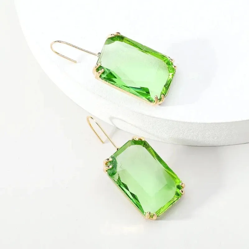 Sparkly Gemstone Dangle Earrings For Women Pendant Wedding Jewelry