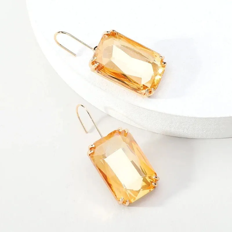 Sparkly Gemstone Dangle Earrings For Women Pendant Wedding Jewelry