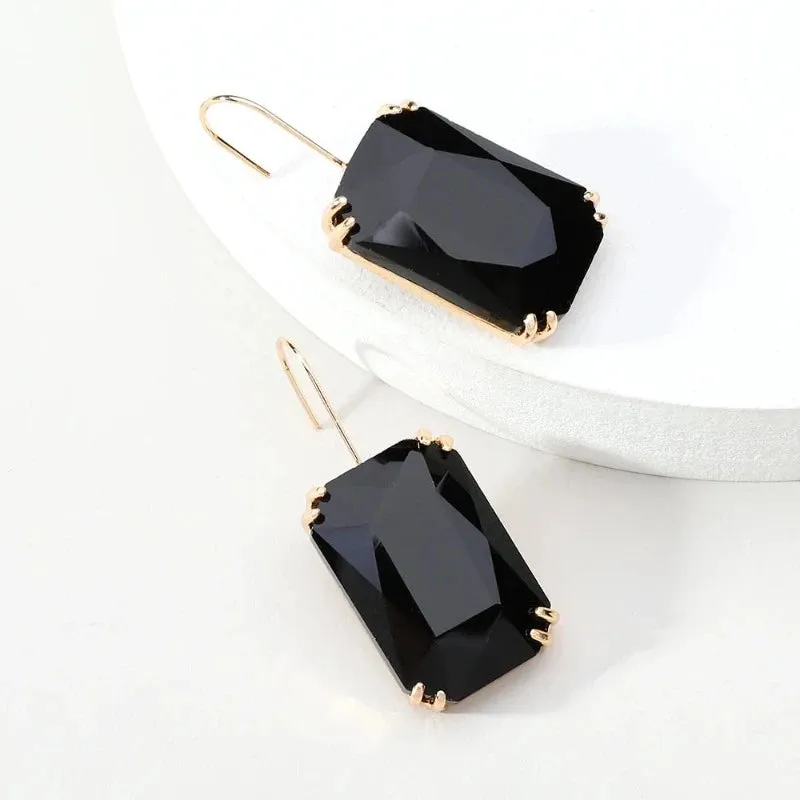 Sparkly Gemstone Dangle Earrings For Women Pendant Wedding Jewelry