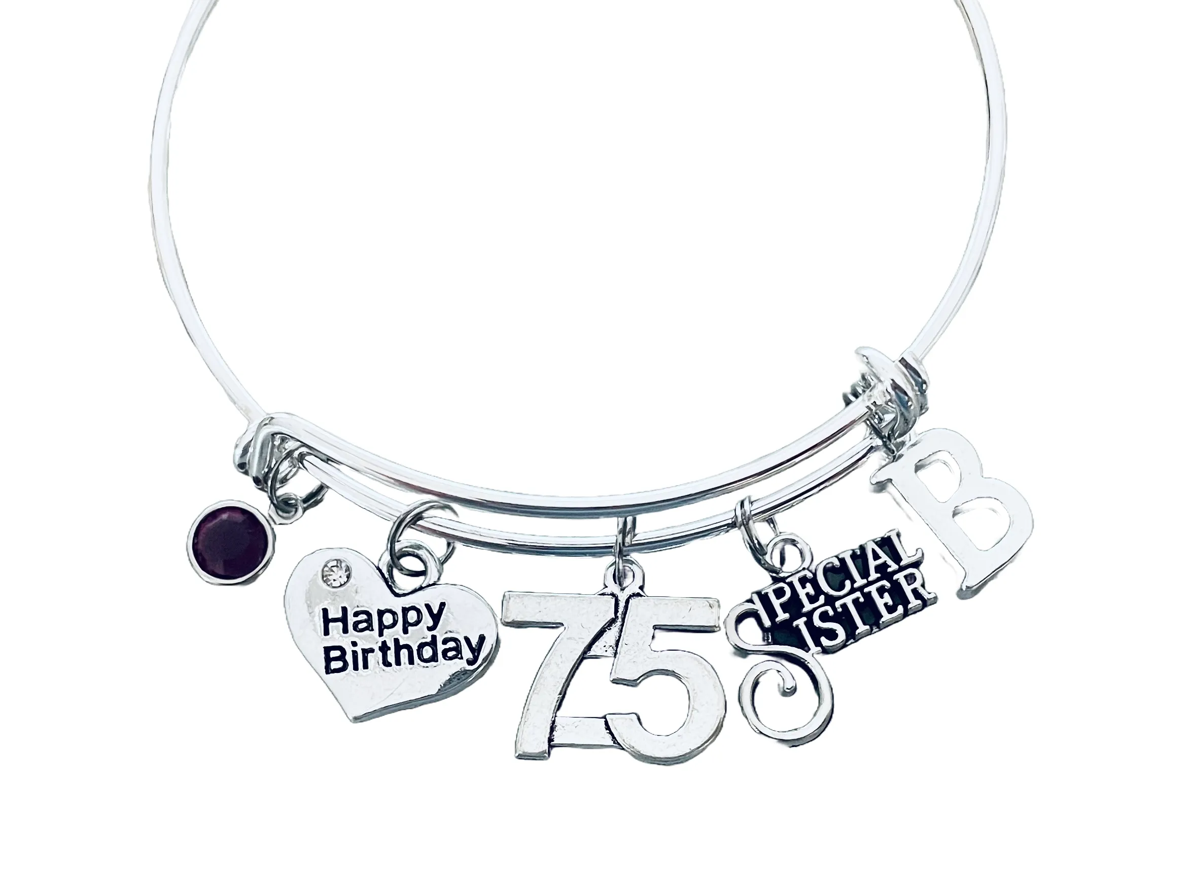 Special Sister 75th Birthday Charm Bracelet for Sisters 75th Birthday Gift Personalized Jewelry