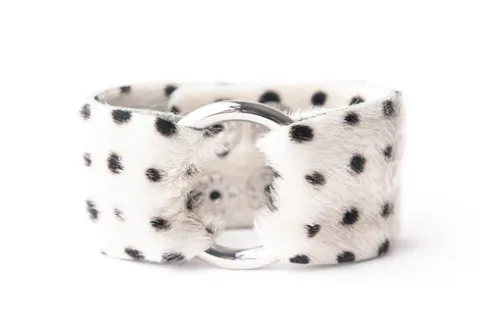 Spotted In Black Leather Cuff - FINAL SALE