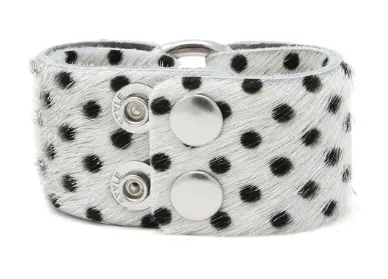 Spotted In Black Leather Cuff - FINAL SALE
