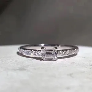 Square Silver Zircon Ring Women Wedding Party Jewelry