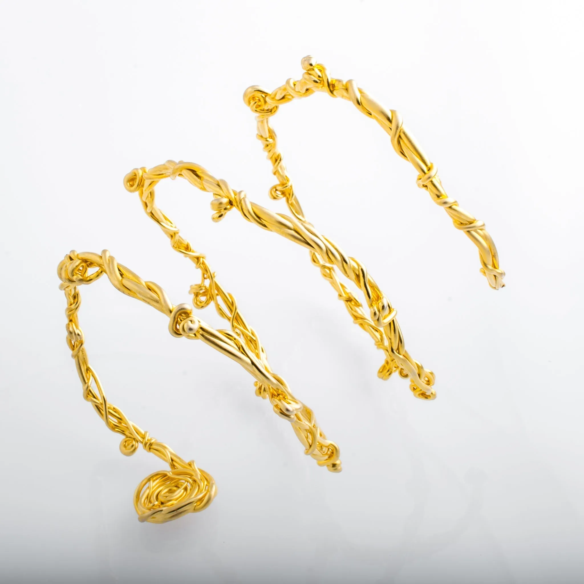 Square Spiral Pattern Gold Cuff Bracelet