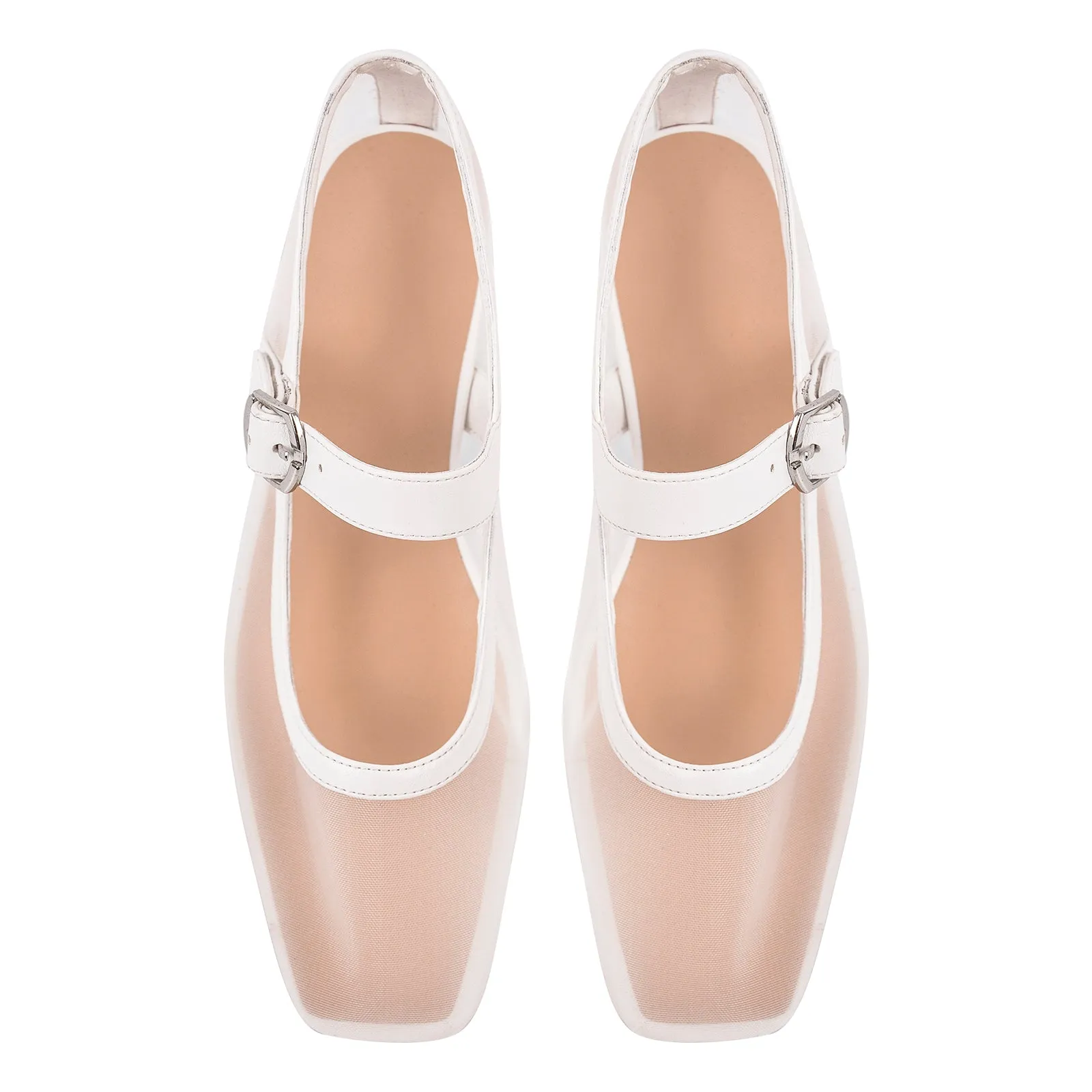 Square Toe Mesh Ballet Flats
