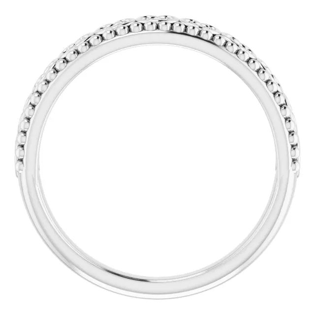 Sterling Silver .04 CTW Diamond Stackable Beaded Heart Ring